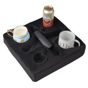 lot 3223 image: Couch and Bed Cup Holder Pillow, Sofa Refreshment Tray for DrinksRemote ControlSnacks Holder (Black)