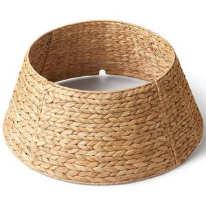 lot 3226 image: 24in Hyacinth Christmas Tree Collar - Woven Rattan Basket for Christmas Tree Base Cover, Holiday Decoration for 4ft 6ft 7.5ft Artificial Trees with Cord Cut-Out(Natural)