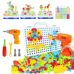lot 3230 image: HAPTIME Design and Drill Toy, Building Toys for Kids Ages 3-8,STEM Toys for 3 4 5 6 Year Old,193 Pcs Electric Drill Toy,Magic Montessori Play Toolbox for Toddler Boys Girls Preschool