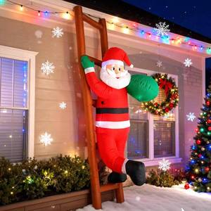 lot 3247 image: InfleasJoiy 8FT Santa Claus Climbing on Ladder Christmas Decoration with Built-in LED Lights, Christmas Outdoor Inflatable Decoration for Lawn, Yard, Garden, Patio