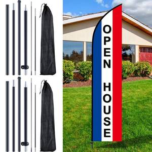 lot 3251 image: Gisafai 2 Sets Feather Flag Pole Kit Swooper Flutter Flag Hardware Pole Portable Flag Pole Holder with Ground Stake and Bag for Business Storefronts Advertising Outside (7 ft)