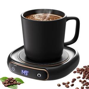 lot 3256 image: Lerat Coffee Mug Warmer & Mug Set for Desk, Electric Coffee Cup Warmer with Auto Shut Off, 3 Temperature Setting Smart Cup Warmer for Heating Coffee, Milk, Beverage, Candle Jar (Black), 12oz