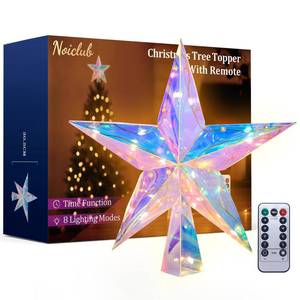 lot 3257 image: Christmas Tree Topper 11.8 PET Christmas Tree Star Topper Lighted with Remote Multicolour 20LED Lighted Treetop Decorate for Xmas Decorations Ornaments Holiday Party Indoor Decor
