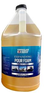 lot 3262 image: Part B ONLY Fiberglass Supply Depot 2 Lb Density Expanding Pour Foam, 2 Part Polyurethane Closed Cell Liquid Foam for Boat and Dock Flotation, Soundproofing, Filling Voids, and Insulation (2 Gallon Kit)