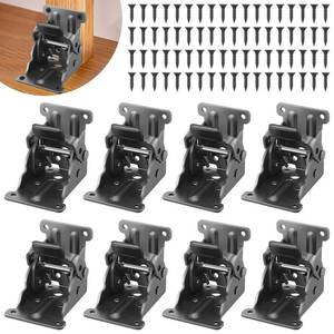 lot 3284 image: 8Pack Folding Brackets, Self-Lock Hinge with Screws for Folding Table Legs, Lock Extension Support Bracket Bed Legs, Black
