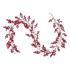 lot 3290 image: SHACOS Artificial 5.7 ft Red Berry Garlands Set of 2 Christmas Garland Burgundy Red Berry Garland for Christmas Tree Mantle Window Holiday Winter Xmas New Year Decoration Indoor Outdoor