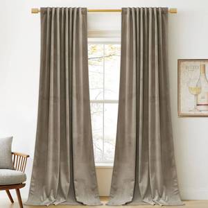 lot 3296 image: StangH Camel Beige Curtains 92 inches Long Super Soft Velvet Privacy Protect Thermal Insulated Window Drapes Back Tab Luxury Decor for Bedroom Living Room, W52 x L92, 2 Panels