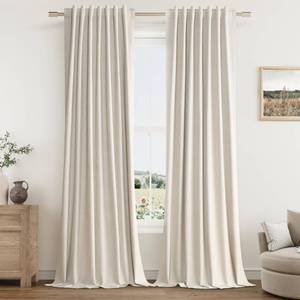 lot 3304 image: Guken Greyish Beige Linen Blackout Curtains 120 Inch Length 2 Panels Set for Living Room Bedroom Back Tab Thermal Insulated 100% Black Out Linen Drapes Room Darkening Window Curtains 120 Inches Long