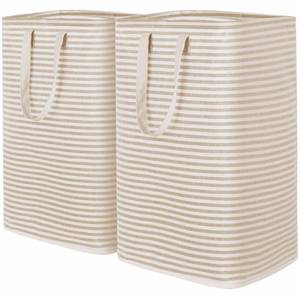 lot 3311 image: Lifewit 2 Pack Laundry Hamper Large Collapsible Laundry Baskets, Freestanding Waterproof Clothes Hamper with Easy Carry Handles in Laundry Room Bedroom Bathroom College Dorm for Adults, Beige, 2 x 80L