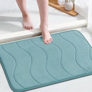 lot 3313 image: Flamingo P Memory Foam Bath Mat Bathroom Mats Rug Non-Slip Water Absorbent Shower Rugs, 24x17,Aqua Green