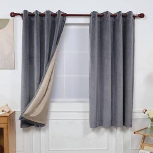lot 3322 image: INLINAS Velvet Blackout Curtain - Luxurious Softness with Light Control, Thermal Insulated, Noise Reduction, Energy Saving Set of 2 Panels, Dark Grey, 52W x 63L Inch