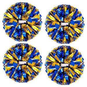 lot 3324 image: 4Pcs Metallic Cheerleading Pom Poms, Creatiee 2 Pair Cheerleader Cheering Squad Pompoms for School Sports Dance Games Team Spirit Cheer (Blue-Gold)