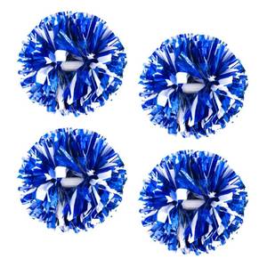 lot 3325 image: 4Pcs Metallic Cheerleading Pom Poms, Creatiee 2 Pair Cheerleader Cheering Squad Pompoms for School Sports Dance Games Team Spirit Cheer (Blue White)