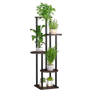 lot 3337 image: AZERPIAN Plant Stand Indoor 5 Tier Metal Plant Shelf for Multiple Plants Corner Tall Flower Holders for Living Room Balcony Bedroom Patio Garden (Black Oak, 5 Tier)