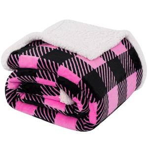 lot 3344 image: Touchat Sherpa Plaid Twin Blanket 60 X 70, Fuzzy Fluffy Soft Cozy Throw Blanket, Twin Size Plush Fleece Flannel Plush Microfiber Blanket for Couch Bed Sofa (Rosepink)