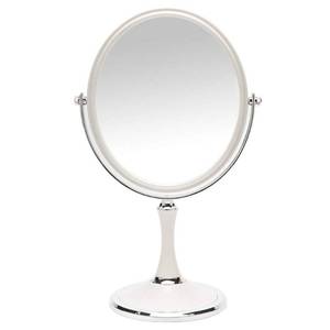 lot 3349 image: YEAKE Vintage Table Mirror with Stand 8-inch Double Sided Swivel 1X3X Magnification Desk Mirror with Silver Style 13 Inch Height Standing Tabletop Makeup Vanity Mirror(Oval)