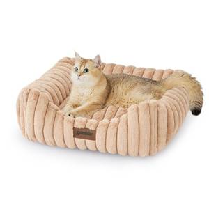 lot 3357 image: ZOMISIA Small Dog Beds for Small Dogs - Washable Cat Beds for Indoor Cats, Rectangle Orthopedic Puppy Bed with Fluffy Removable Cover, 20x19x7inches, Beige