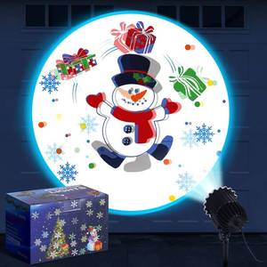lot 3364 image: Lingvee Christmas Snowman Projector Outdoor Light with 1 Film Slides Holiday LED Reflectors Waterproof Landscape Decorative Rotation Lighting Movement Projection Lamp for Yard Outside Decor