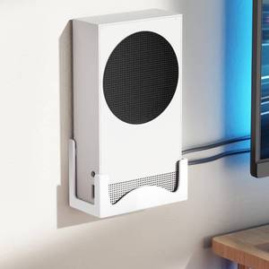 lot 3371 image: Wall Mount for Xbox Series S Metal Console Holder with Ventilated Base and Anti-Scratch Pads Space-Saving Wall Bracket for Xbox S with Easy Installation and Heat Dissipation Design