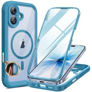 lot 3383 image: Miracase for iPhone 17 Case 6.3, Full-Body Military Grade Drop Protection Outdoor Phone case with Built-in Glass Screen &Camera Control,Easy Installation,No Gap,Compatible with MagSafe,Blue