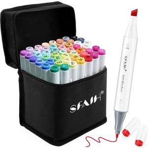 lot 3390 image: SFAIH Alcohol Markers Fine & Chisel - 49 Colors Double Tipped Art Markers for Adult Coloring Sketch Illustration, Gifts for Artist Teens Beginners - Greeting Card, Refillable Ink, Colorless Blender
