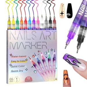 lot 3399 image: MKNZOME 12 Color Nail Art Pens, 0.5 MM Nail Polish Pens Set Drawing Painting Point Liner Acrylic Painted Pen Kit, Waterproof and Quick-drying Nail for DIY Nails Art Design Manicure Tools
