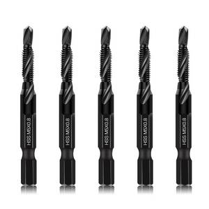 lot 3405 image: DKIBBITH 6 Packs M5 Combination Drill & Taps Bit Set, Screw Threading Tapping Tools in Size M50.8 with Anti-Rust Black Coating, 14 Hex Shank and Storage Case