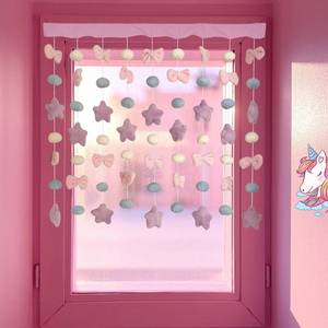 lot 3407 image: Kynthyre Cute Plush Curtain for Door Window Wall 33 W x 37 L Self-Adhesive Kawaii Curtain for Living Room and Bedroom Decor