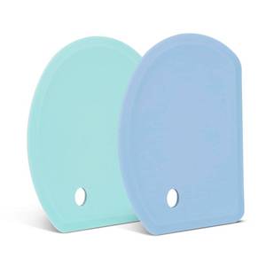 lot 3415 image: Silicone Dough Scraper with Stainless Steel Sheet, Curved Edge Flexible Bowl Scraper for Baking, Food Grade Silicone Bench Scraper for Sourdough Bread Basket, Set of 2, Blue & Mint Green, SAPID