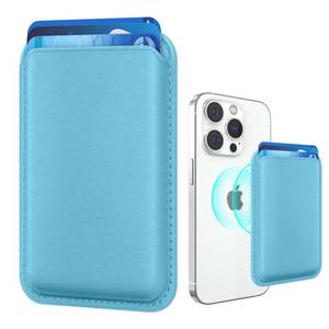 lot 3416 image: Amzone Magnetic Wallet Cell Phone Card Holder for Phone Case with Mag-Safe, Stronger Magnetic RFID Leather Phone Wallet Stick on Series of iPhone 171615141312 and ProPromax, Light Blue