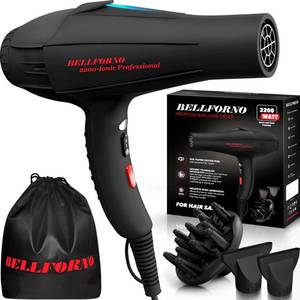 lot 3430 image: Professional 2200W Diffuser Hair Dryer for Curly and Natural Wavy Hair, Low Noise Negative Ionic Blow Dryer with Diffuser, The New Upgraded Motor & Ceramic Technology for Fast Drying by BELLFORNO