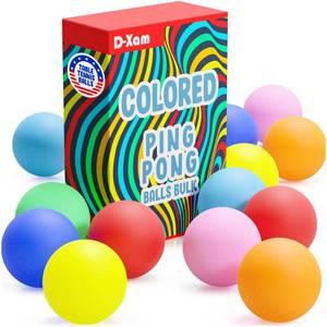 lot 3452 image: D-Xam Multi Color Ping Pong Balls 40mm Tennis Ball - Bulk PingPong Plastic Balls for Party, Pet Toys, Games, Art and Craft, School Activities, Teachers Must Have 12 Pcs