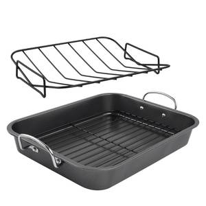 lot 3459 image: kitCom Nonstick Roasting Pan, Roaster with Rack - 16 Inch Rectangular Grill Suitable for Turkey, Roast Chicken, Ham, Dishwasher Safe (9.5QT)