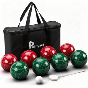 lot 3460 image: Pointyard Bocce Ball Set, 90mm Resin Bocce Ball Set with 8 Resin Bocce Balls1 PallinoNylon Zippered BagMeasuring Tape - Outdoor Lawn Games for Adults FamilyYardBeach Game