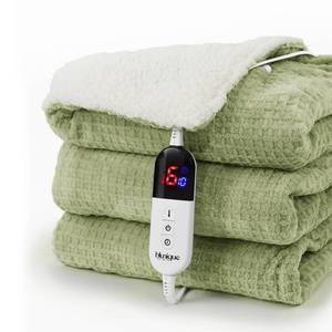 lot 3483 image: blunique Heated Blanket Electric Blanket Full Waffle,72x84 Inches Sherpa Fleece Fast Heating Blanket 6 Heating Levels & 10 Hours Auto Off ETL Certification,Sage Full