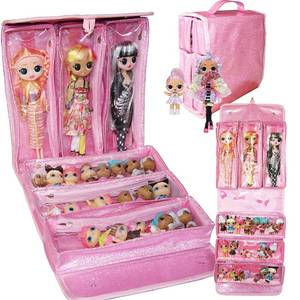lot 3488 image: Leeche Carrying & Display Case for Dolls Compatible with LOL OMG Dolls&All Dolls,Clear View Hanging Dolls House,Easy Carrying Storage Organizer(Dolls Not Includ )