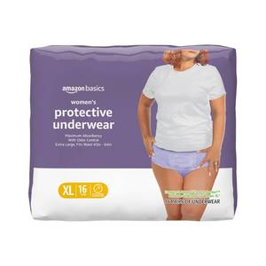 lot 3493 image: Amazon Basics Incontinence Underwear for Women, Protective, Disposable, Postpartum, Maximum Absorbency, X-Large, Lavender, 16 Count