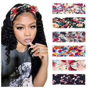 lot 3494 image: DRESHOW Boho Bow Headbands for Women Vintage Flower Printed Yoga Hairband Elastic Rabbit Ear Head Wrap 6 Pack