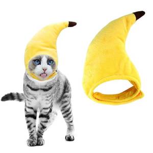 lot 3495 image: Vehomy Pet Halloween Banana Hat - Soft, Lightweight Plush Material, Adjustable Size for Cats & Small Dogs, Yellow