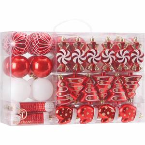 lot 3501 image: Sea Team 77-Pack Assorted Shatterproof Christmas Balls Christmas Ornaments Set Decorative Baubles Pendants with Reusable Hand-held Gift Package for Xmas Tree (Red)