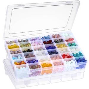lot 3504 image: 2 Pack 36 Grids Clear Plastic Organizer Box with Adjustable Dividers, Small Craft Organizers and Storage, Compartment Container for Bead, Nail, Jewelry, Art, DIY Crafts, Fishing Tackle, Small Items