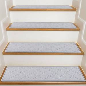 lot 3515 image: KOOTETA Stair Treads for Wooden Steps Indoor, 15 Pack 8 X 30 Non Slip Carpet Stair Treads with Reusable Adhesive for Kids Elders and Dogs, Surface Polyester TPR Backing Stair Rugs, Grey