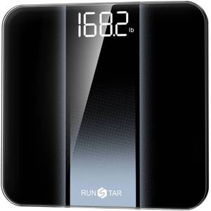 lot 3516 image: RunStar Digital Bathroom Scale for Body Weight with High Precision, Clear LED Backlight Display, Accurate Scale with 6mm Tempered Glass, 400lb, Silver