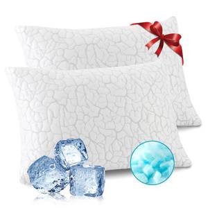 lot 3521 image: WGAKCED Cooling Pillows for Sleeping 2 Pack, Adjustable Shredded Memory Foam Pillows Queen Size Set of 2, Firm Bed Pillows for Side Back Stomach Hot Sleepers, Cold Pillow with Removable Washable Cover
