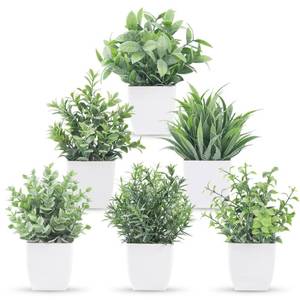 lot 3530 image: Der Rose 6 Pack Fake Plants Small Artificial Plants Faux Plants Indoor for Home Bathroom Bedroom Living Room Classroom Decor