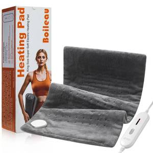 lot 3536 image: Boileau Electric Heating Pad for Back Pain Relief, 12x24 XL Large and 3 Heating Levels Heat Pad for Cramps, Auto Shut Off and Machine Washable, Gifts for Men and Women, Grey