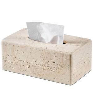 lot 3539 image: Natural Travertine Textures Tissue Box Cover Rectangular (Only Suitable for Standard Sized Tissue Box) for Decor,Resin Tissue Box for Bathroom Countertop,Bedside,Office Made of Resin, Height of 4 in