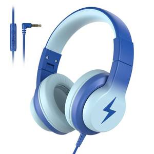lot 3562 image: Candy Bila Kids Wired Headphones for Kids with Microphone, 8594dB Volume Limiter Headphones for Girls Boys, Light Blue
