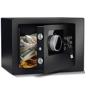 lot 3564 image: Digital Electronic Money Safe, Steel Security Lock Box with Keypad, Office Hotel Business Jewelry Gun Cash Safe, 0.23 Cubic Feet, 9.06 W x 6.69 D x 6.69 H-black
