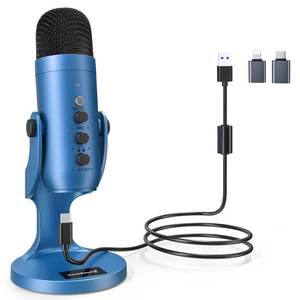 lot 3568 image: ZealSound Podcast Microphone for PC, Noise Cancellation USB Mic with Gain, Volume Adjustment & Mute Button, Monitoring & Echo, for YouTube, TikTok, Podcasting, Streaming, iPhone, iPad, Android(Blue)